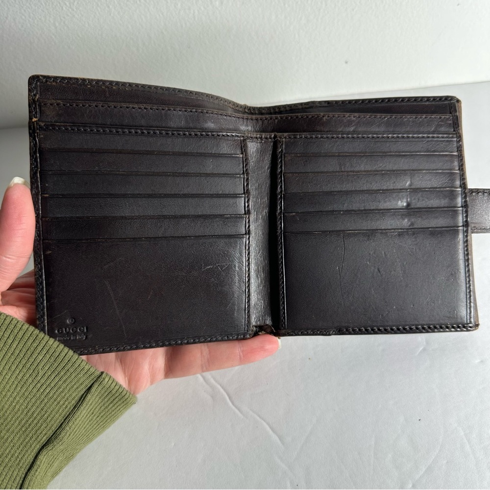 Gucci Rare Canvas & Leather Interlocking GG Compact Bifold Wallet Beige/Brown - Picture 11 of 17